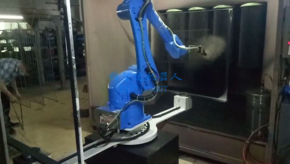 鳥籠噴粉機器人(雙工位轉(zhuǎn)臺噴涂機器人)(圖3) 鳥籠噴粉機器人(雙工位轉(zhuǎn)臺噴涂機器人)(圖3)